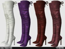 Sims 4 Female Shoes Mod: Leather High Heel Boots – S022403 (Image #3)