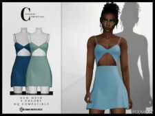 Sims 4 Female Clothes Mod: CUT OUT Dress D-327 (Image #2)