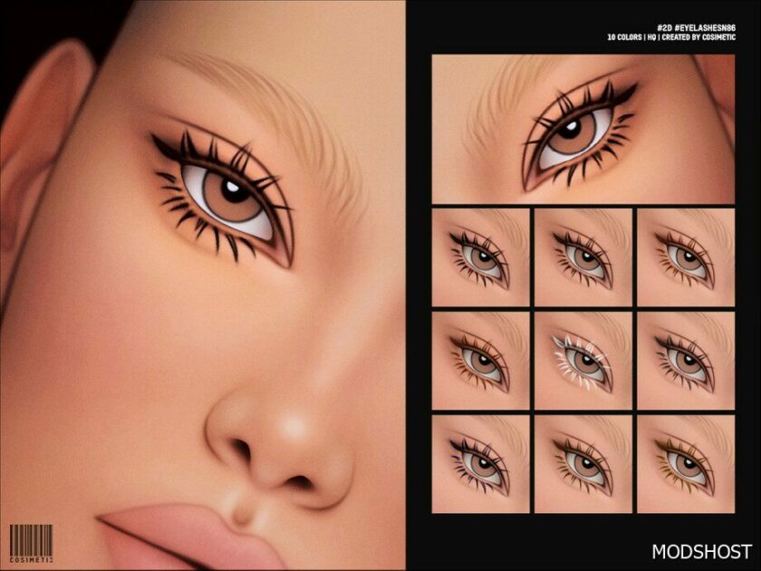 Sims 4 Female Makeup Mod: Maxis Match 2D Eyelashes N86 (Featured)