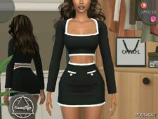 Sims 4 Female Clothes Mod: Skirt & Blouse – SET 410 (Featured)