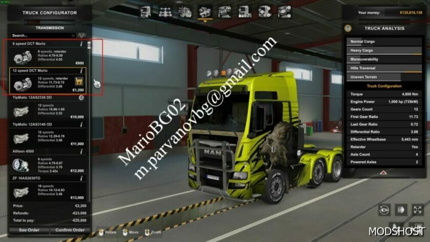 ETS2 Engines Part Mod: 1000 HP + & 6/12 Speed Transmissions for MAN Trucks 1.49 (Featured)