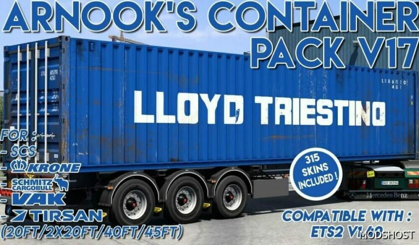 ETS2 Trailer Mod: Arnook’s Container Pack V17 (Featured)