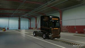 ETS2 RJL Mod: Scania RJL Black and Orange Skin 1.49 (Featured)