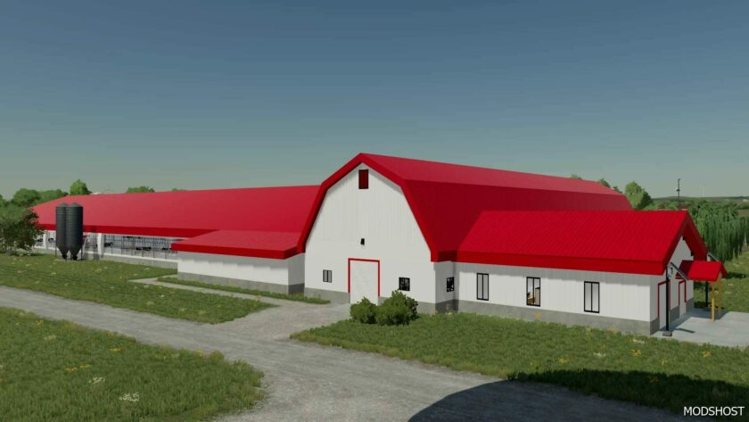 FS22 Placeable Mod: COW Barn Red/White Style (Featured)