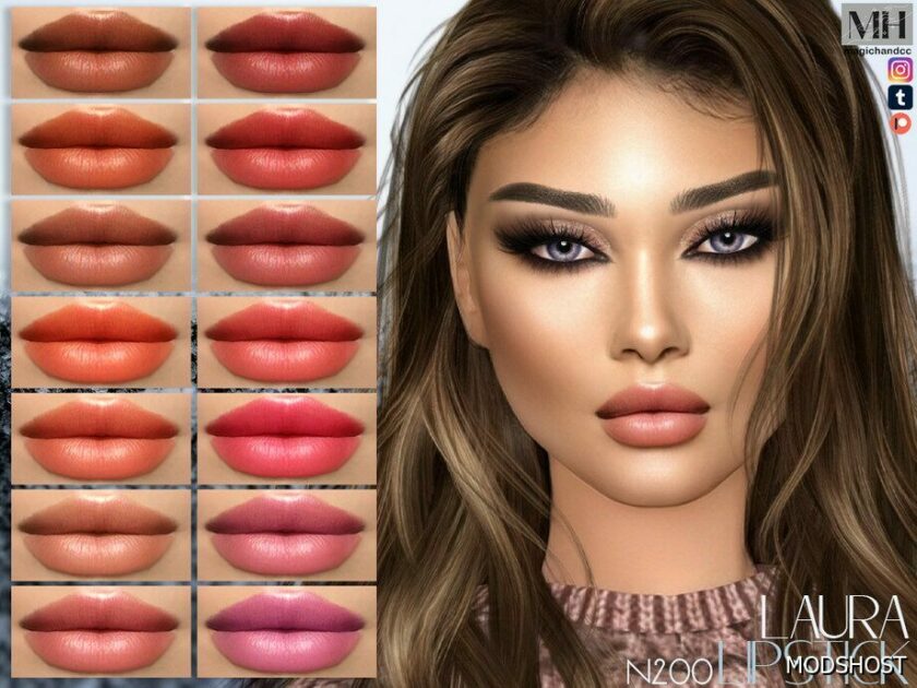 Sims 4 Lipstick Makeup Mod: Laura Lipstick N200 (Featured)