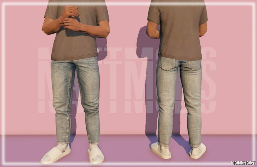 GTA 5 Player Mod: Skinny Straight Jeans for MP Male (Featured)