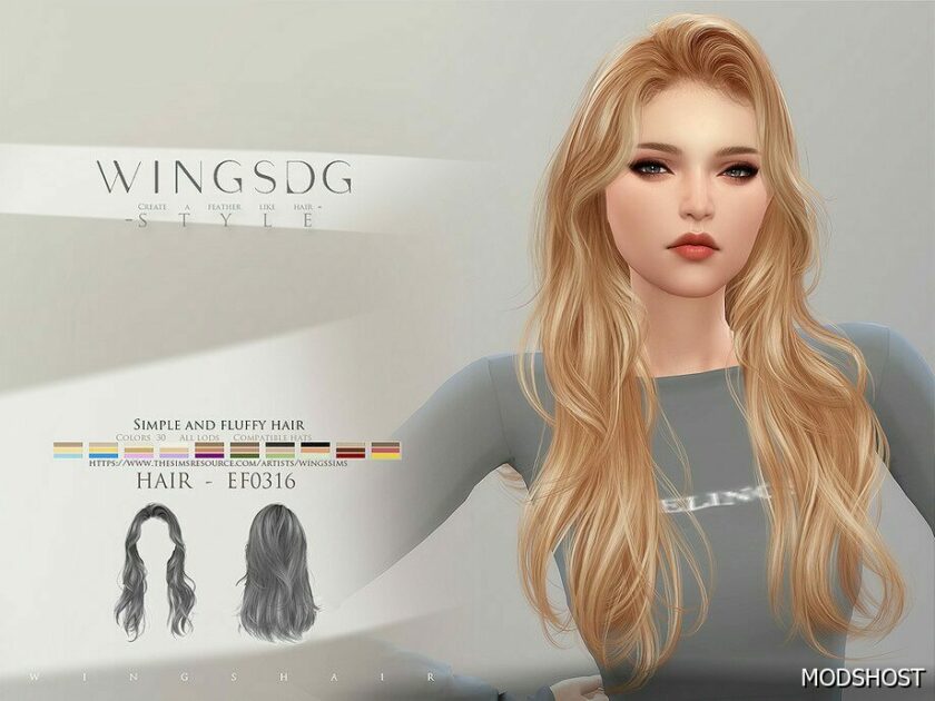 Sims 4 Female Mod: Wings EF0316 Simple and Fluffy Hair (Featured)