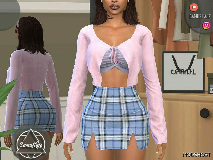 Sims 4 Everyday Clothes Mod: Blouse, TOP & Skirt – SET 417 (Featured)