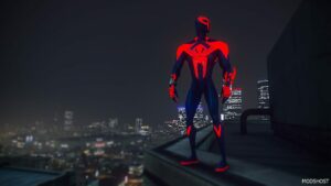 GTA 5 Player Mod: Spider-Man 2099 across The Spider-Verse Add-On PED (Image #2)