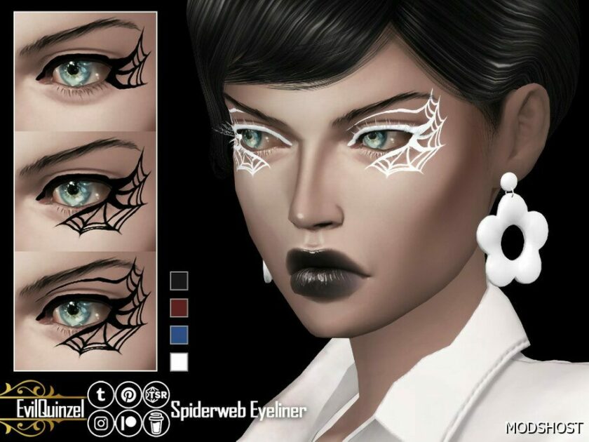 Sims 4 Female Makeup Mod: Spiderweb Eyeliner (Featured)