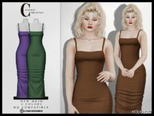 Sims 4 Dress Clothes Mod: Long Dress D-344 (Featured)