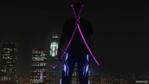 GTA 5 Player Mod: Cyber Katanas on The Back (Image #2)