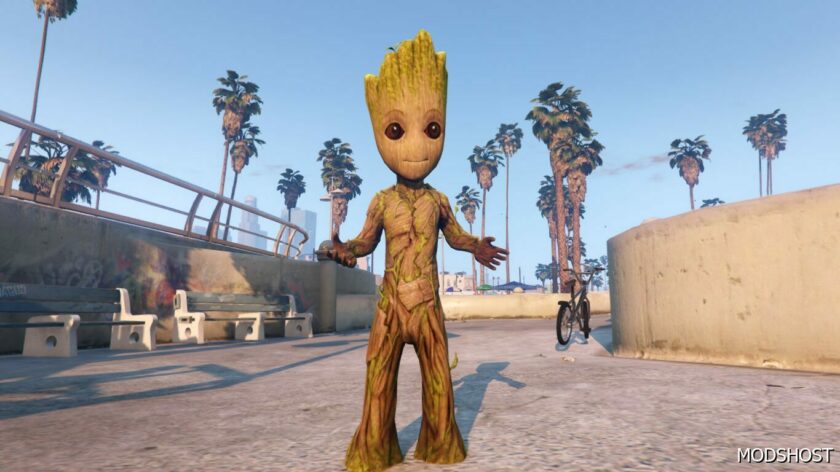 GTA 5 Player Mod: Marvel Duel Baby Groot Add-On PED (Featured)