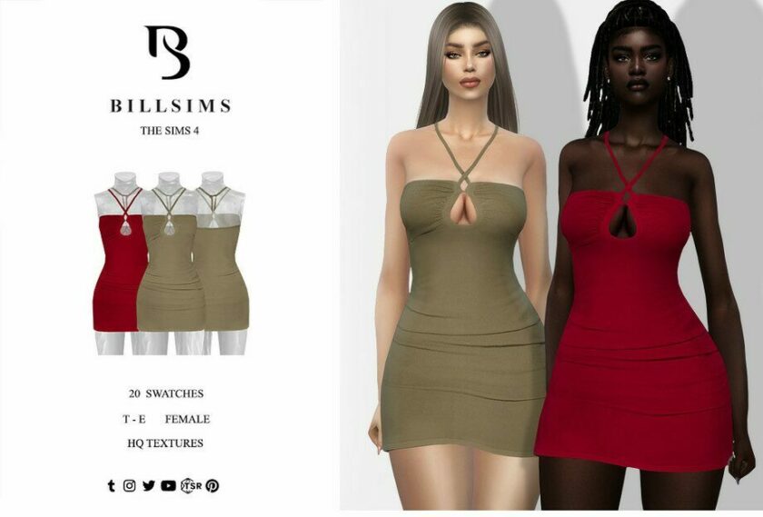 Sims 4 Female Clothes Mod: Soft Knit Halterneck Mini Dress (Featured)