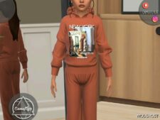 Sims 4 Male Clothes Mod: Sweatshirt & Sweatpants – Child SET 418 (Featured)