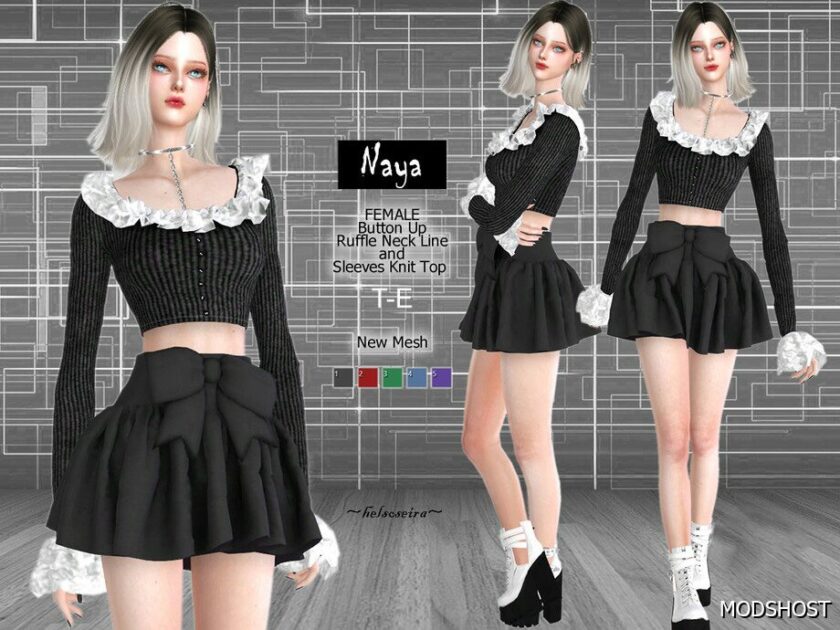 Sims 4 Teen Clothing Mod: Naya – Ruffle TOP (Featured)