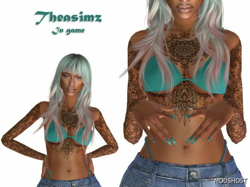 Sims 4 Female Mod: Mandala Black Tattoo N10 (Featured)