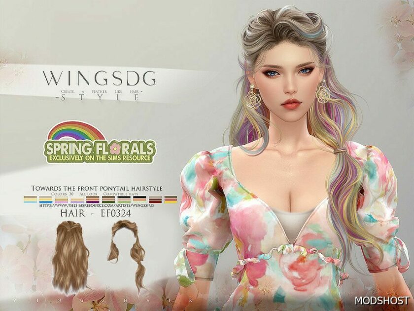 Sims 4 Female Mod: Wings EF0324 Towards The Front Ponytail Hairstyle (Featured)