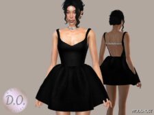 Sims 4 Elder Clothes Mod: Velvet Bustier Mini Dress DO0288 (Featured)