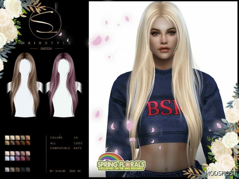 Sims 4 Female Mod: Straight Hair 060324 (Featured)