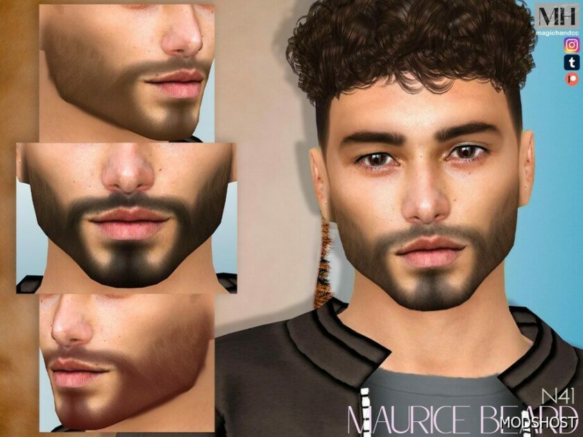 Sims 4 Male Hair Mod: Maurice Beard N41 (Featured)