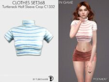 Sims 4 Female Clothes Mod: Turtleneck Half Sleeve Crop & Mini Skirt – SET368 (Featured)