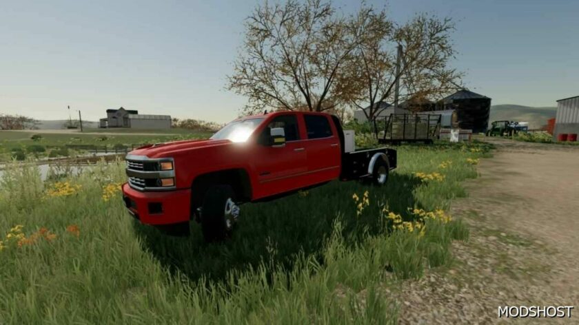 FS22 Chevy Car Mod: 14-18 Chevy 3500 Duramax Flatbed (Featured)