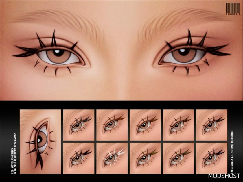 Sims 4 Female Makeup Mod: Maxis Match 2D Eyelashes N95 (Featured)