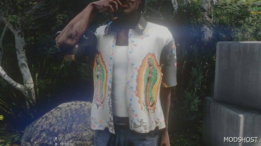 GTA 5 Player Mod: Graphic Button up TEE for MP Male (Featured)