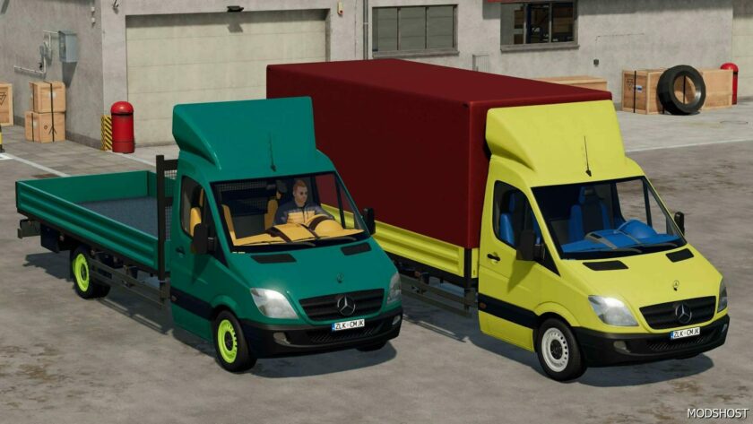 FS22 Mercedes-Benz Vehicle Mod: Mercedes Benz Sprinter Pickup (Featured)