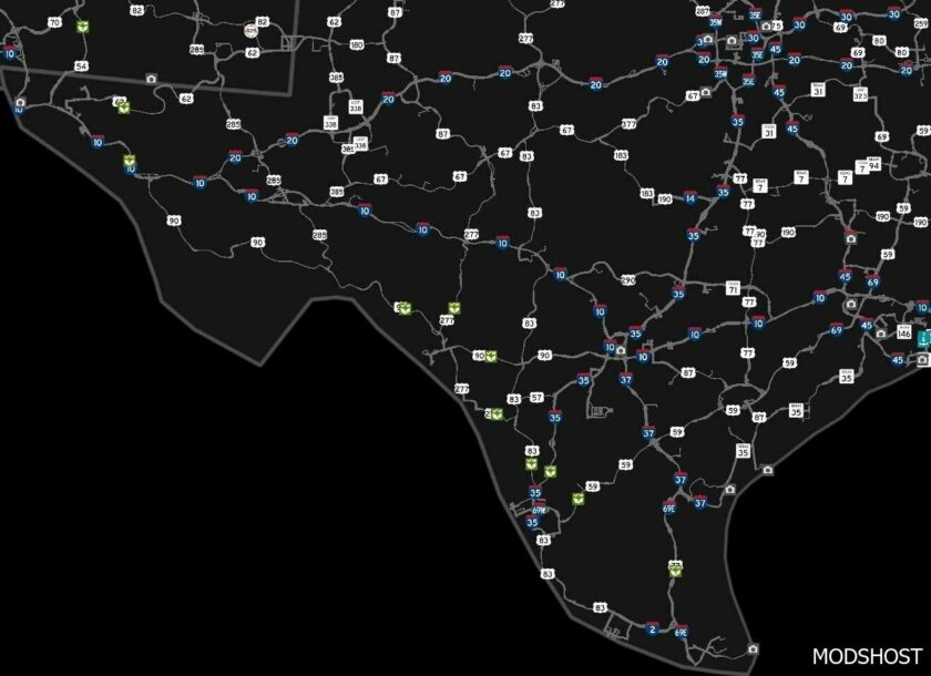 ATS Map Mod: Texas Frontage Roads Project + Tfrp Border Addon V1.5 Open Beta (Featured)