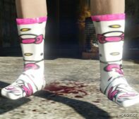 GTA 5 Player Mod: Trippy Socks for Females (Hello Kitty Retextured) (Featured)