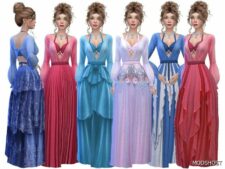 Sims 4 Dress Clothes Mod: Aviva Long Dresses (Featured)