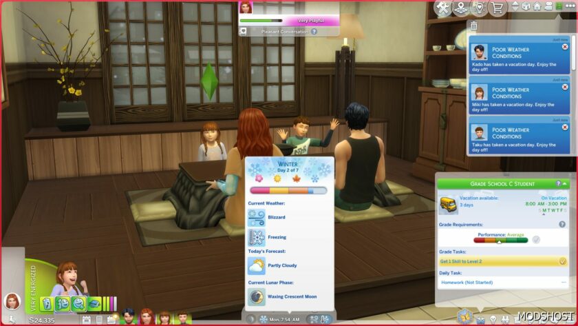 Sims 4 Mod: Day Off When Adverse Weather (Featured)