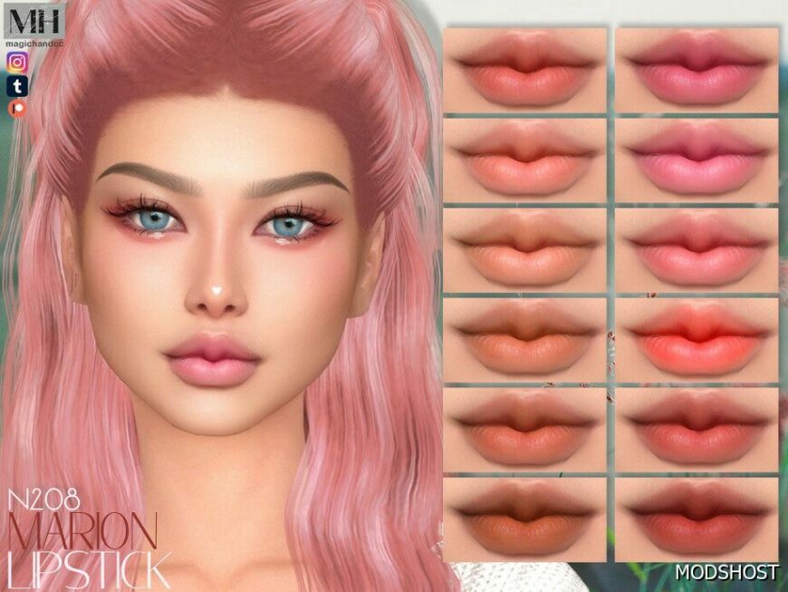 Sims 4 Female Makeup Mod: Marion Lipstick N208 (Featured)