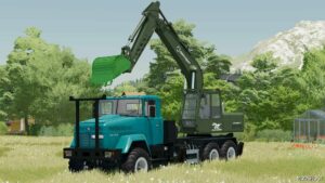 FS22 Mod: Kraz 65032 Truck with Excavator (Featured)