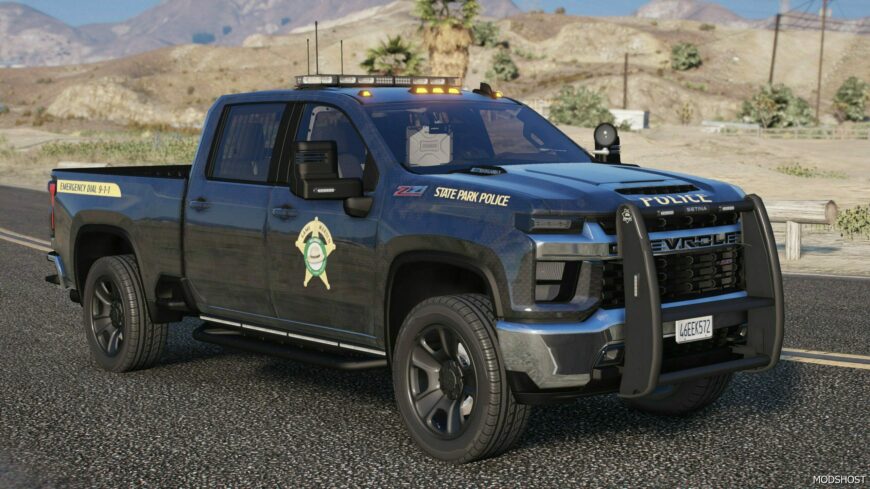 GTA 5 Chevrolet Vehicle Mod: Silverado 2500HD Game Warden Digital Camo (Featured)