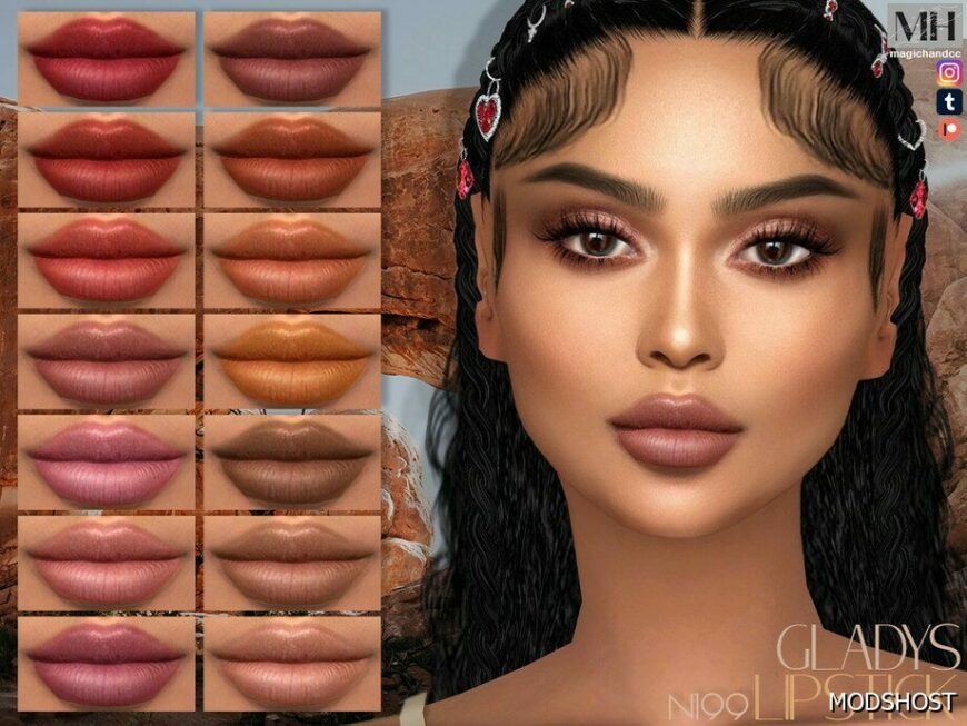 Sims 4 Lipstick Makeup Mod: Gladys Lipstick N199 (Featured)