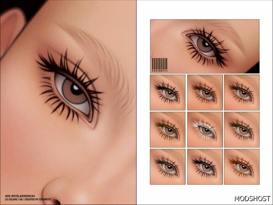 Sims 4 Female Makeup Mod: Maxis Match 2D Eyelashes N104 (Featured)