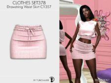 Sims 4 Elder Clothes Mod: Solid Crop Tank Top & Drawstring Waist Skirt – SET378 (Featured)