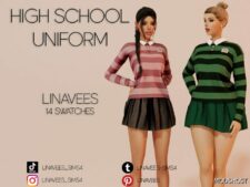 Sims 4 Elder Clothes Mod: Clara – High School Uniform (Image #2)