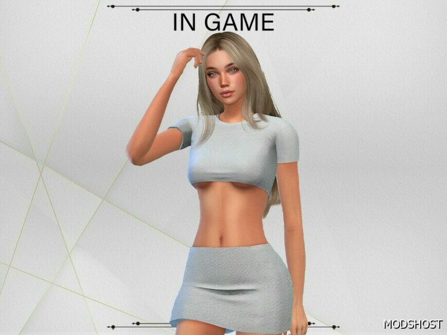 Sims 4 Female Clothes Mod: Michaela SET TOP & Skirt (Featured)