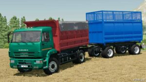 FS22 Kamaz Mod: 53605 Truck & Amkar 8595-12 Trailer (Featured)