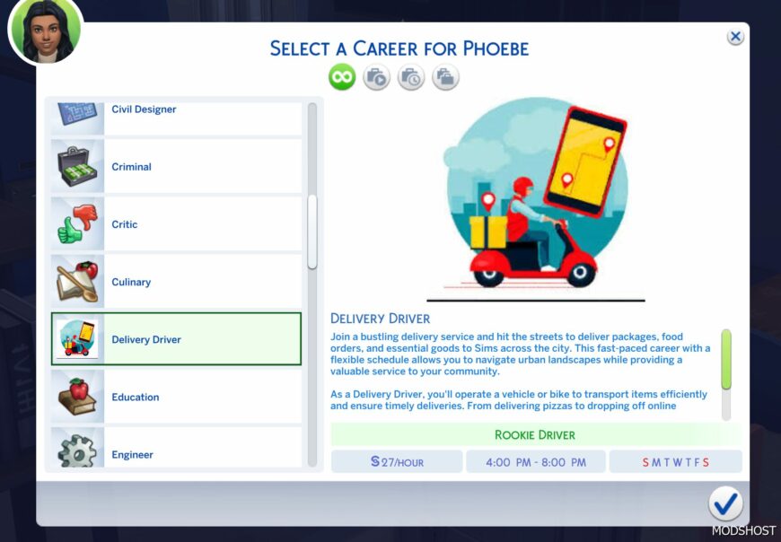 Sims 4 Career Mod: Part-Time Delivery Driver (Featured)