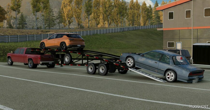 BeamNG Mod: Grant Gooseneck Wedge Car Trailer 0.32 (Featured)