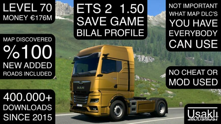 ETS2 Mod: 1.50 Save Game Profile (Featured)