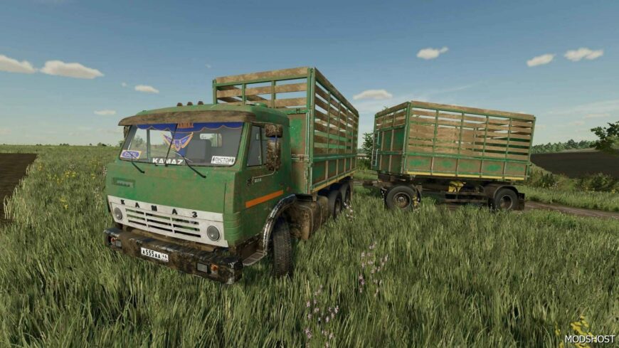 FS22 Kamaz Truck Mod: -55102 + Trailer V1.0.1 (Featured)