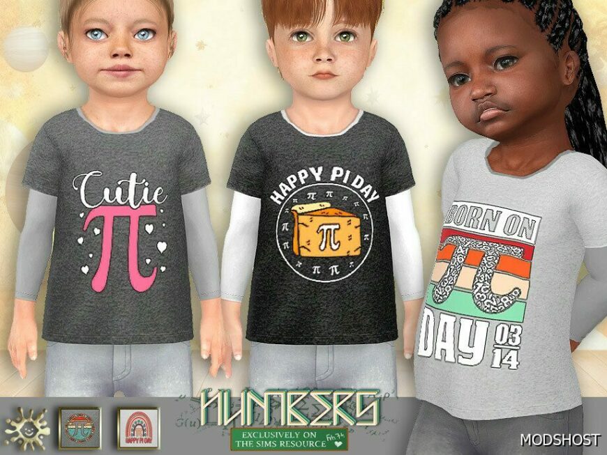 Sims 4 Kid Clothes Mod: PI DAY TEE (Featured)