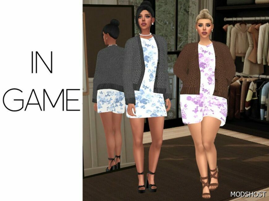 Sims 4 Teen Clothes Mod: Alice – Dress & Cardigan (Featured)