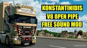 ETS2 Open Pipe Mod: Konstantinidis V8 Open Pipe Sound Mod V1.0.5 1.50 (Featured)